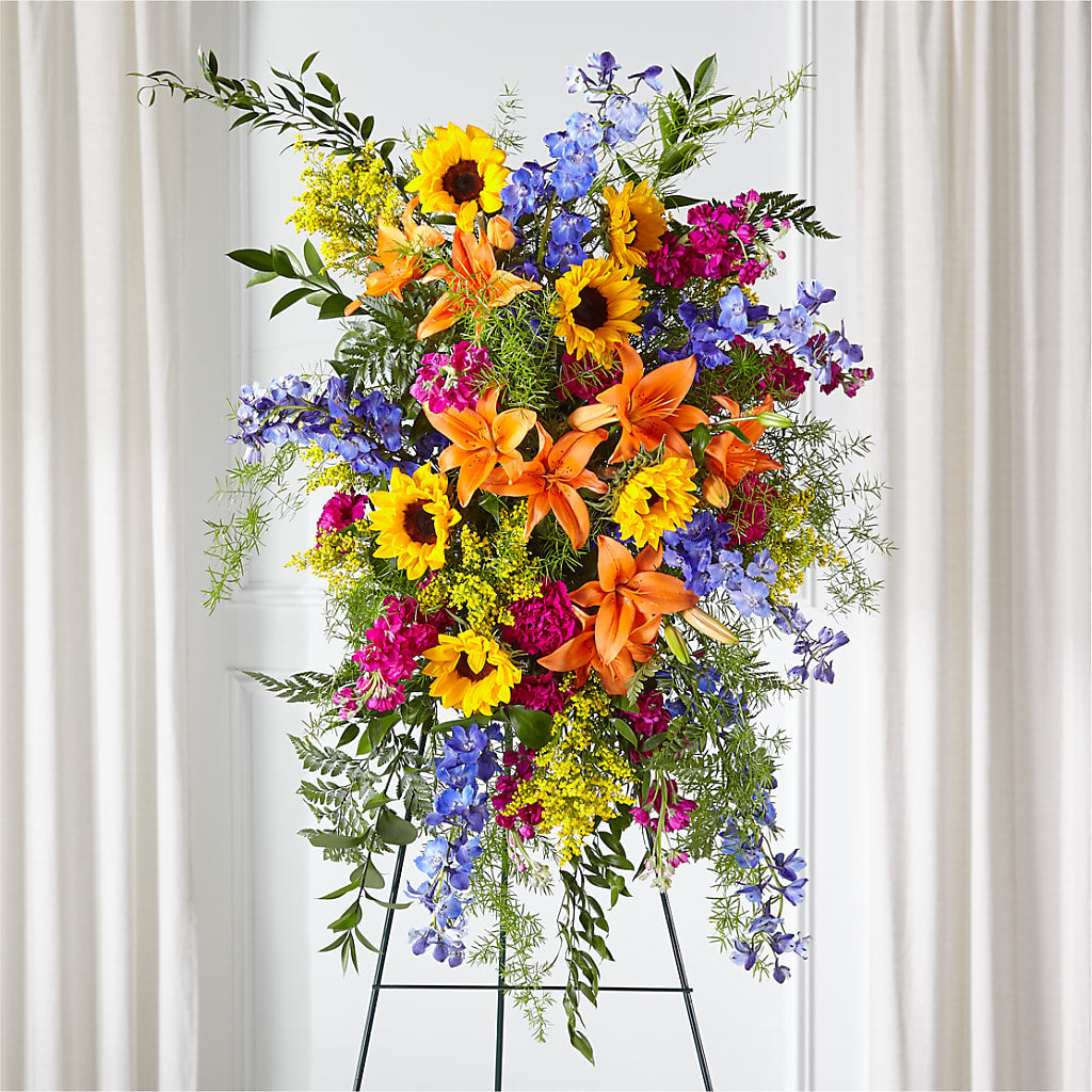 Sunlit Memories Standing Spray (Standard) – PRETTY PETALS FLOWERS & GIFTS, Olla LA